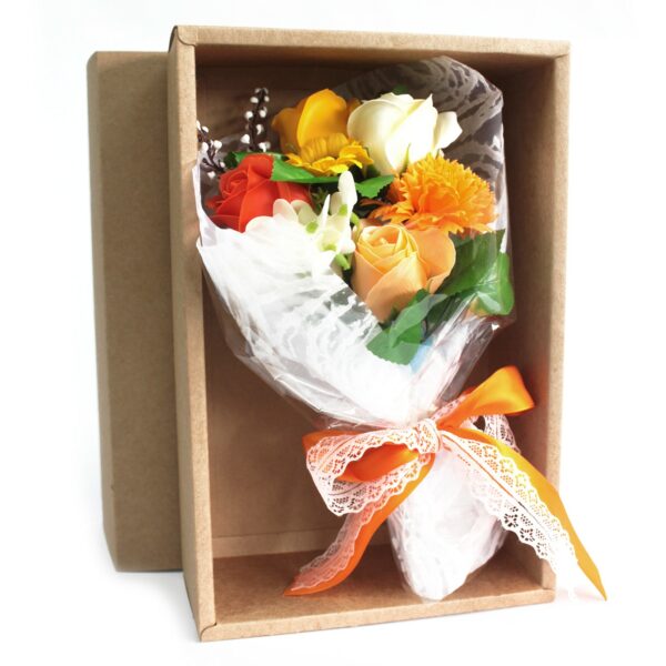 Bouquet Fiori di Sapone Arancio con Confezione - immagine 2