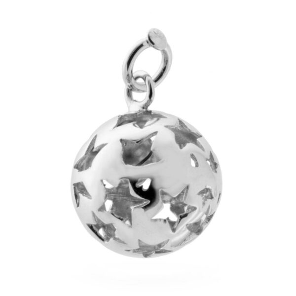 Chiama Angeli Stelle Traforate con sonaglio in Argento 925 Galvanica Rodio (mm 20)